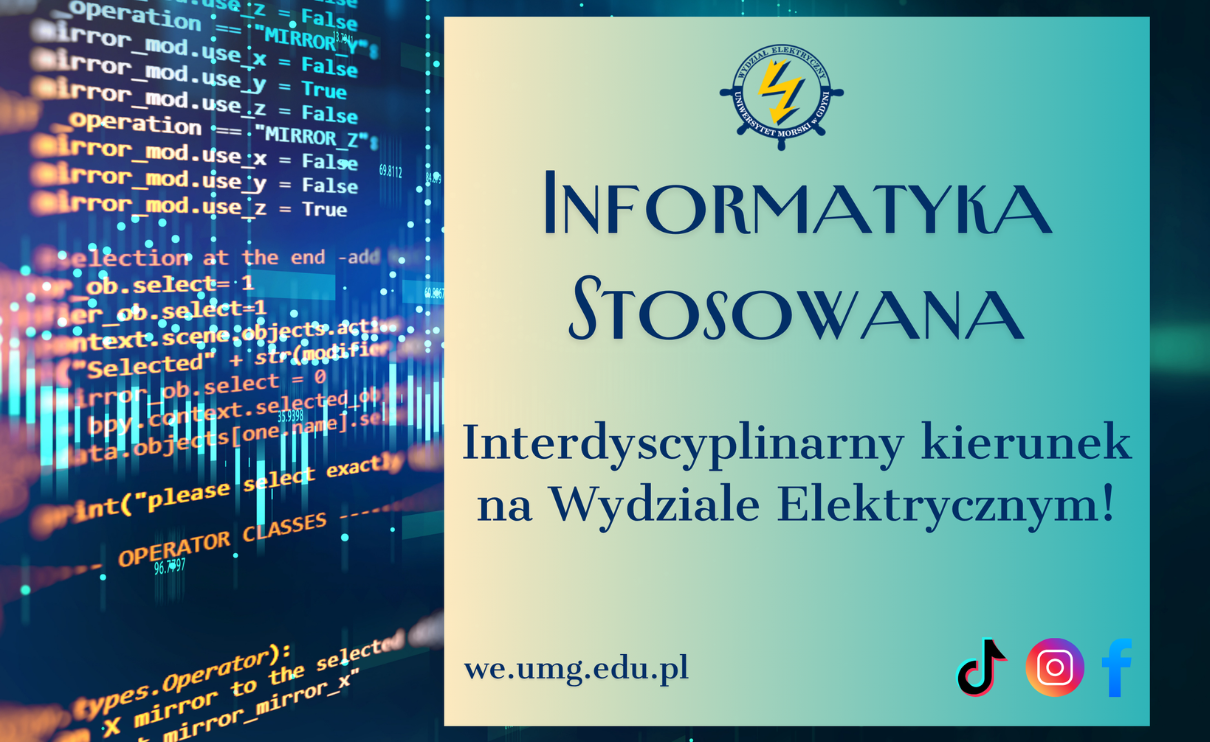 Grafika promująca kierunek studiów Informatyka stosowana