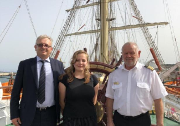 Jan Nowak z córką Sharalee i komendantem Lewandowskim