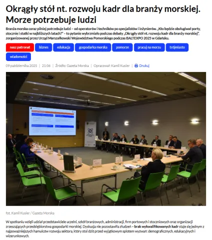Debata „Okrągły stół nt. rozwoju kadr dla branży morskiej”